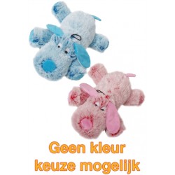 Merkloos Harige Hond Roze/Blauw 35 CM
