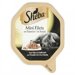 Sheba Alu Mini Filets Kip / Kalkoen In Saus 85 GR (22 stuks)