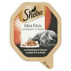 Sheba Alu Mini Filets Rund / Kalkoen In Saus 85 GR (22 stuks)