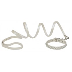 Croci Hondenriem Met Halsband Pearls Parels Wit 17-22X1 CM / 120X1 CM